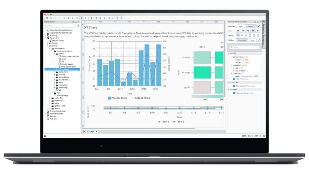 Scherm met data uit productieproces in Ignition
