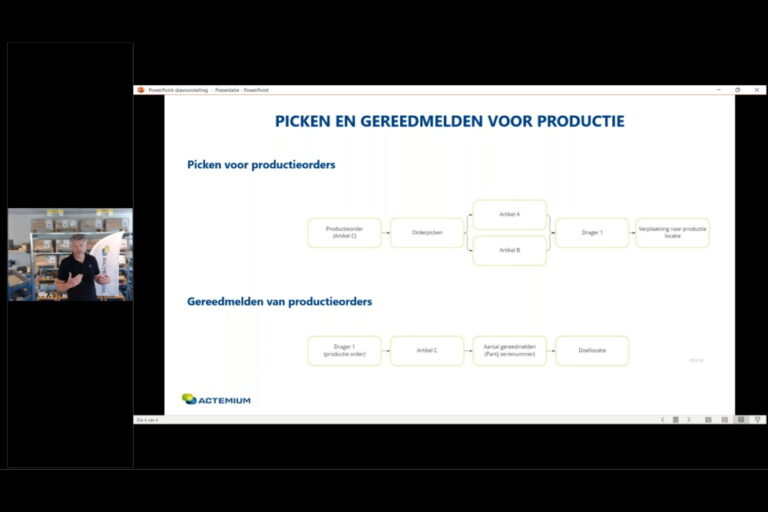 Picken voor en gereed melden van productieorders in Scanmodule AFAS logistiek
