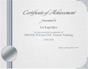 Certificate of Achievement Jos Kapteijns